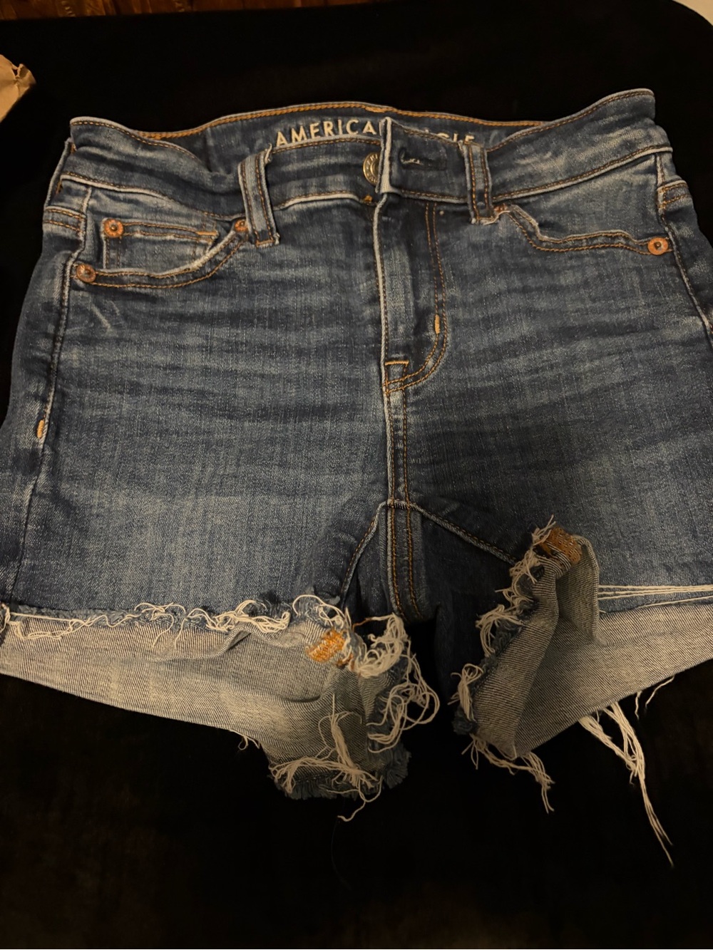 American Eagle Outfitters Distressed Denim Cutoff Shorts - Blue Wash
